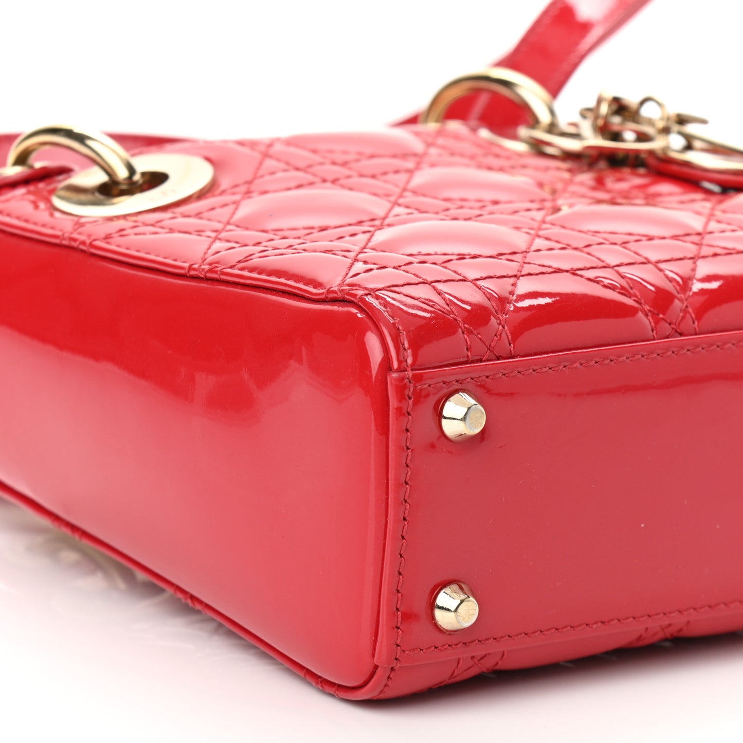 Patent Cannage Mini Lady Dior Red