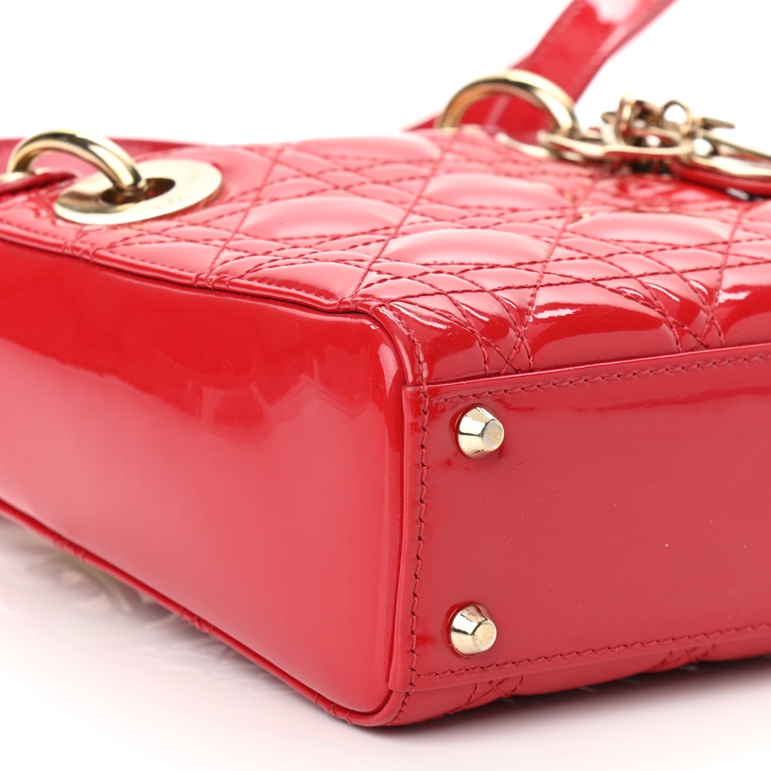 Christian Dior Patent Cannage Mini Lady Dior Red 8 of 9