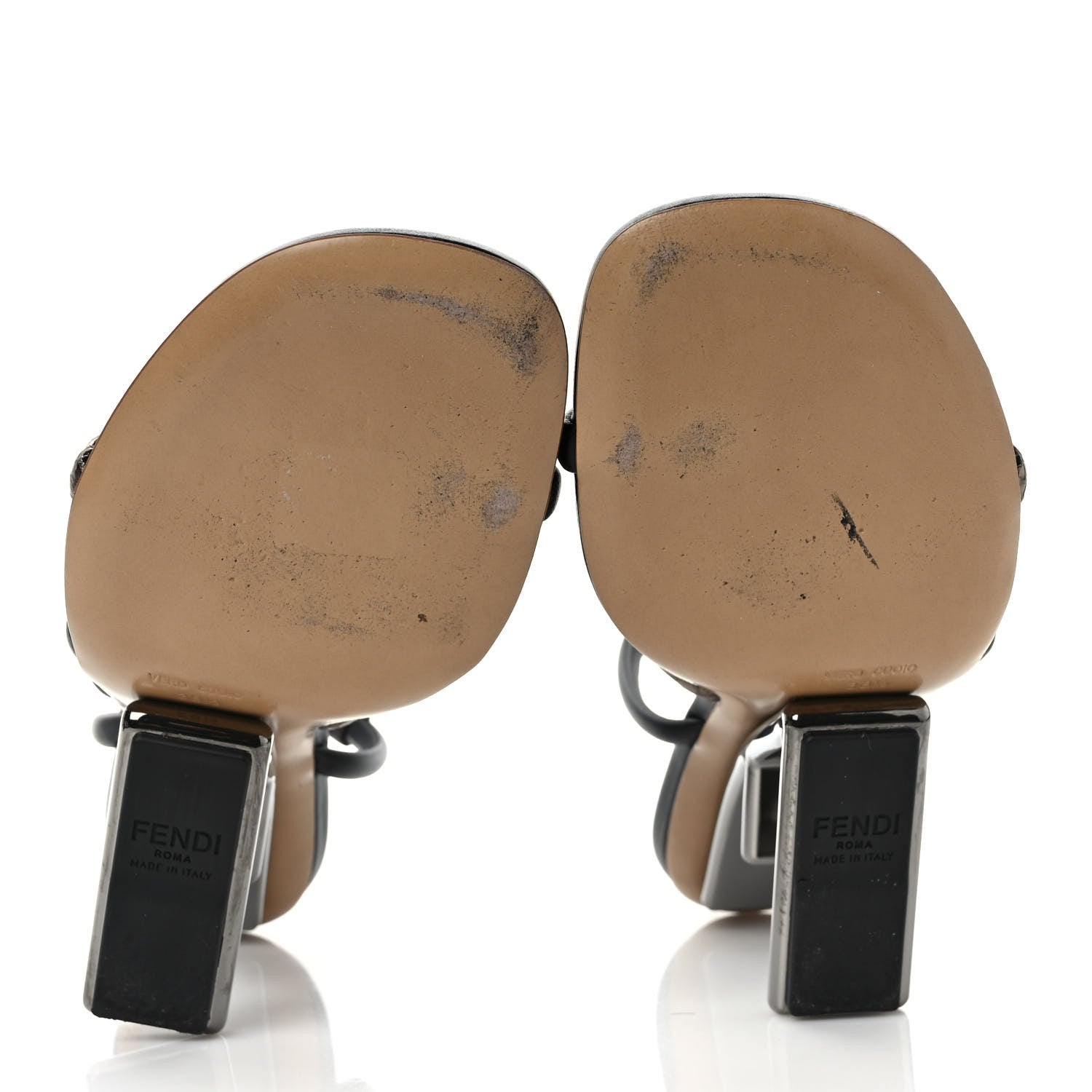 Fendi Nappa Metallic Ayers Fendi First 95mm Strappy Sandals 38.5 Black Chocolate Stagno 5 of 8