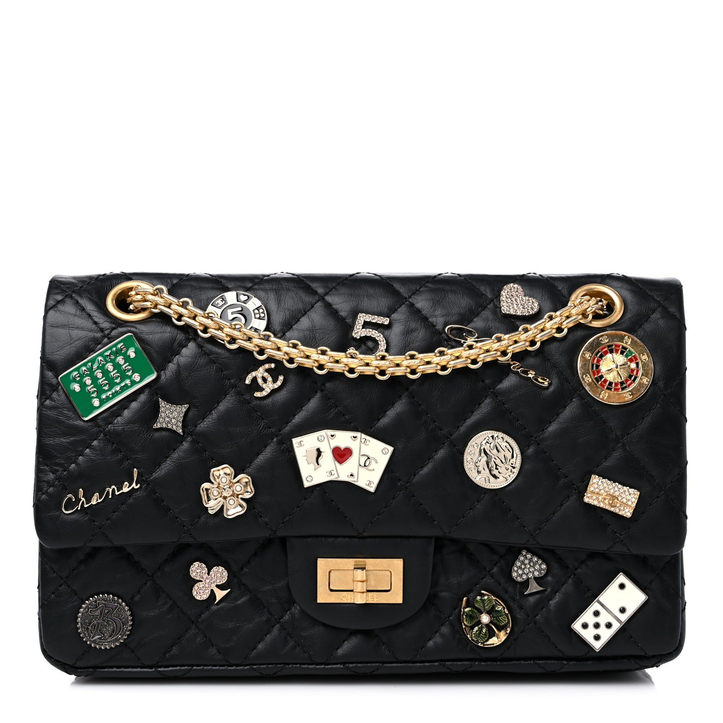 Aged Calfskin Lucky Charms 2.55 Reissue 225 Flap Black
