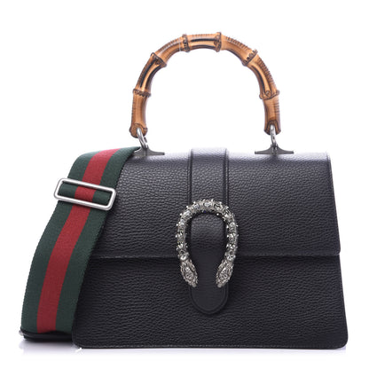 Gucci Dollar Calfskin Crystal Web Medium Dionysus Bamboo Top Handle Bag Black Black Diamond 1 of 13