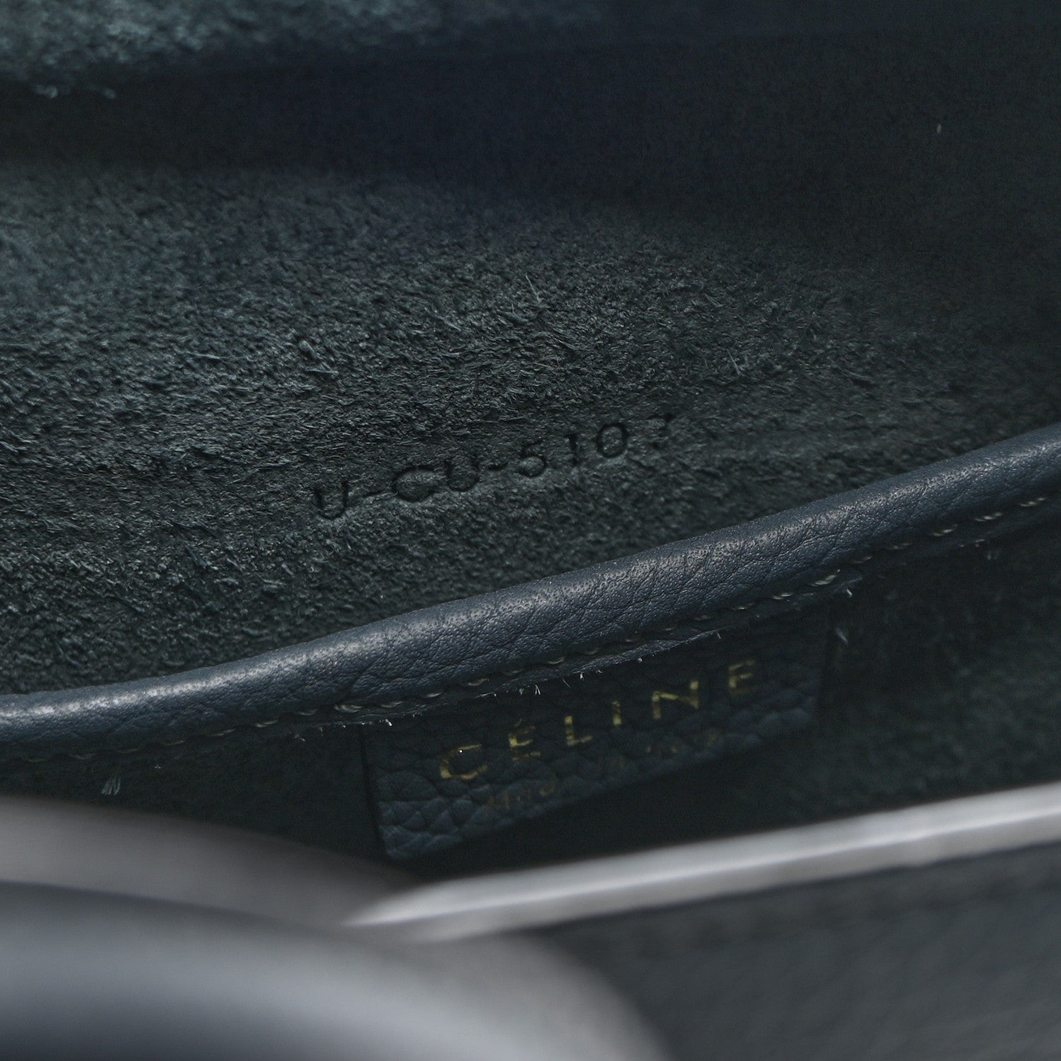 Celine Drummed Calfskin Nano Luggage Petrol 7 of 11