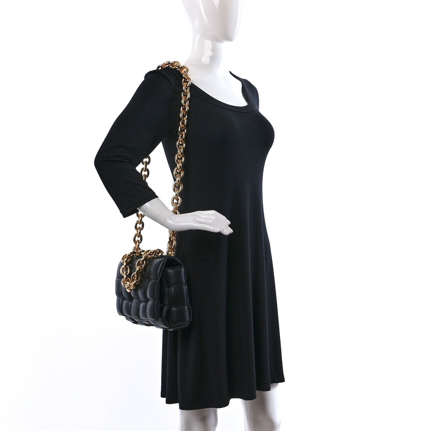 Bottega Veneta Lambskin Maxi Intreccio Padded Chain Cassette Crossbody Bag Black 2 of 13