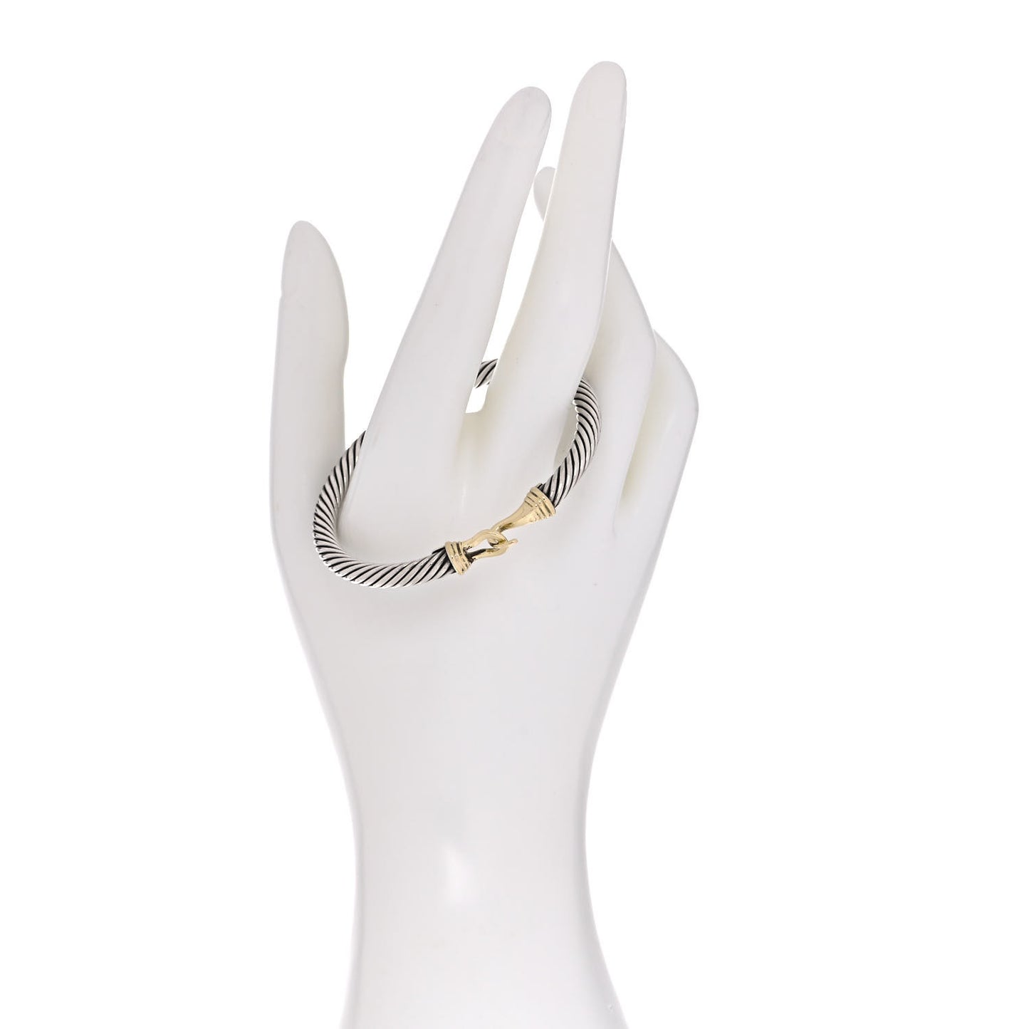 Sterling Silver 14K Yellow Gold 5mm Cable Classic Buckle Bracelet