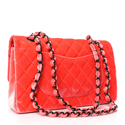 Chanel Velvet Quilted Medium Double Flap Coral 3 of 12