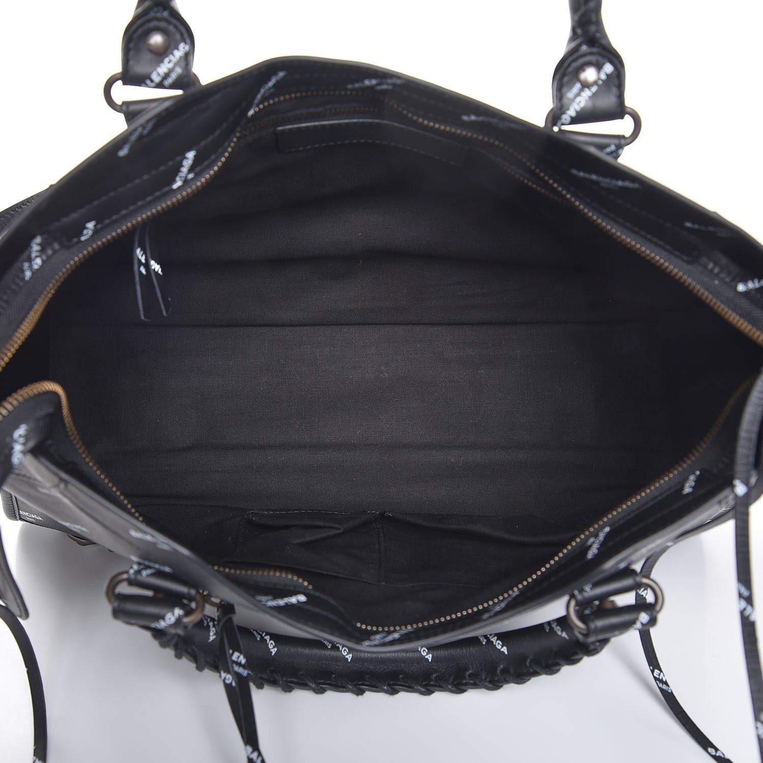Balenciaga Veau Allover Logo Classic Hardware City Black White 6 of 8