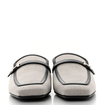 Hermes Canvas Calfskin Womens Groupie Mules 40 Prunoir Black 2 of 9