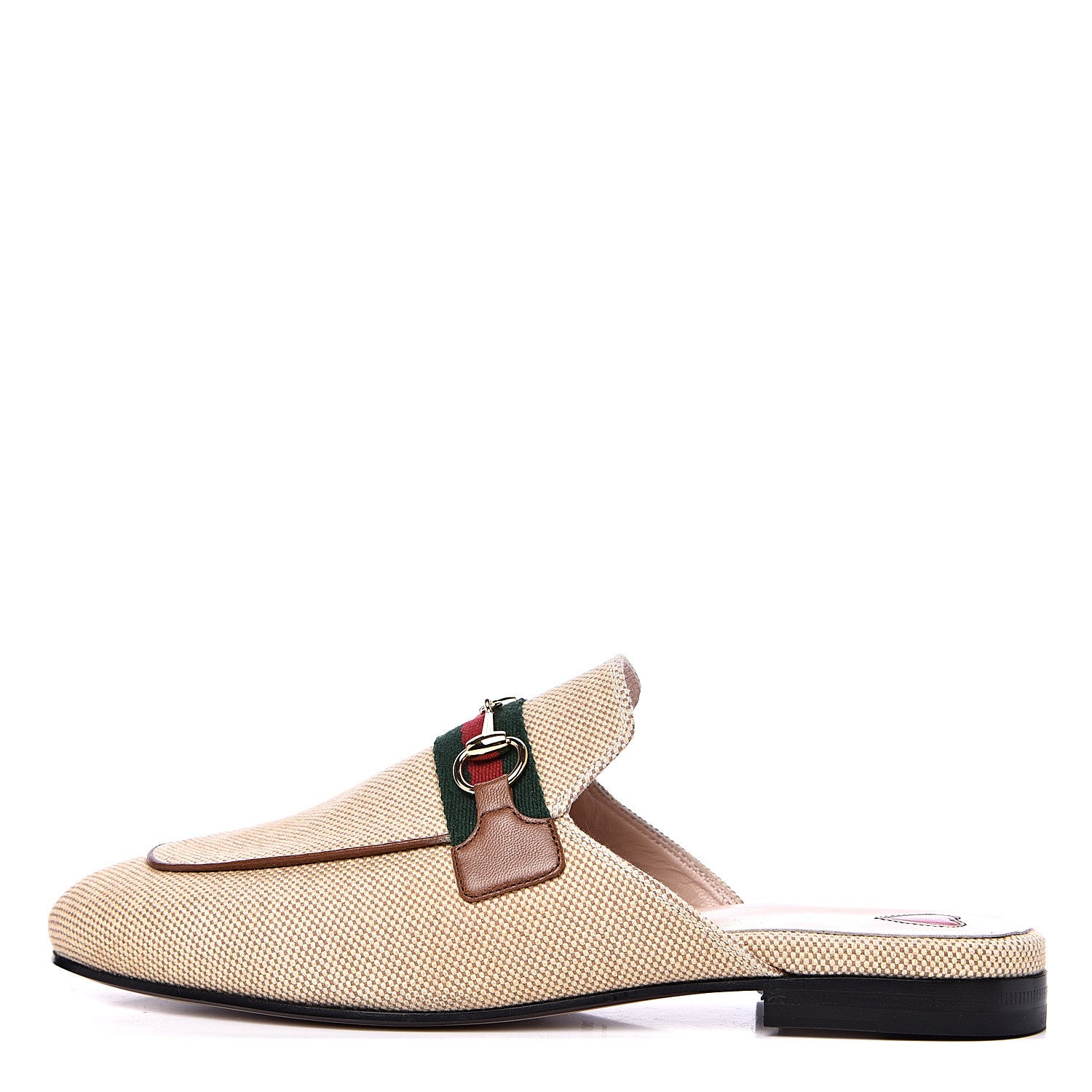 Gucci Canvas Vintage Charlotte Web Princetown Slippers 37 Sand Cuir 1 of 9
