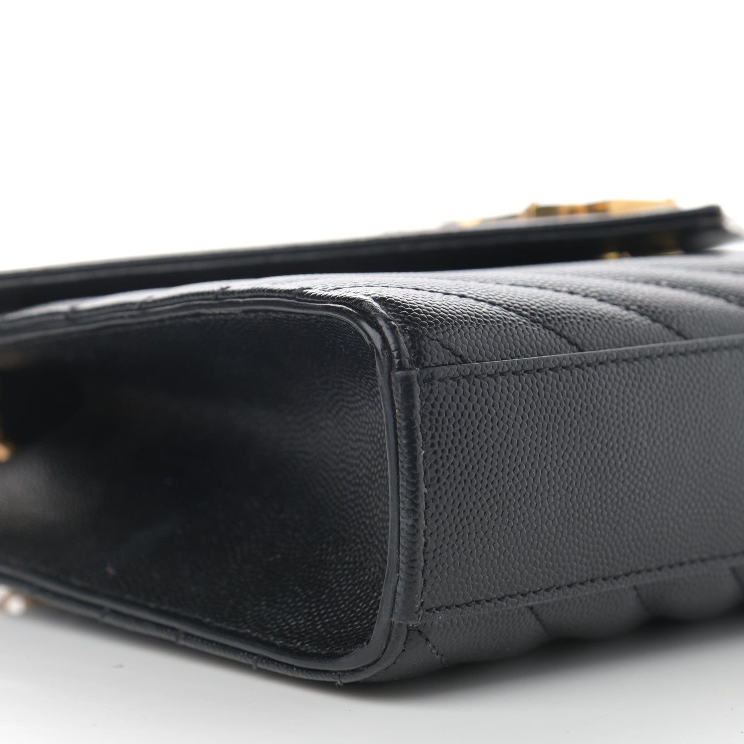 Saint Laurent Grain De Poudre Matelasse Chevron Medium Monogram Satchel Black 9 of 11