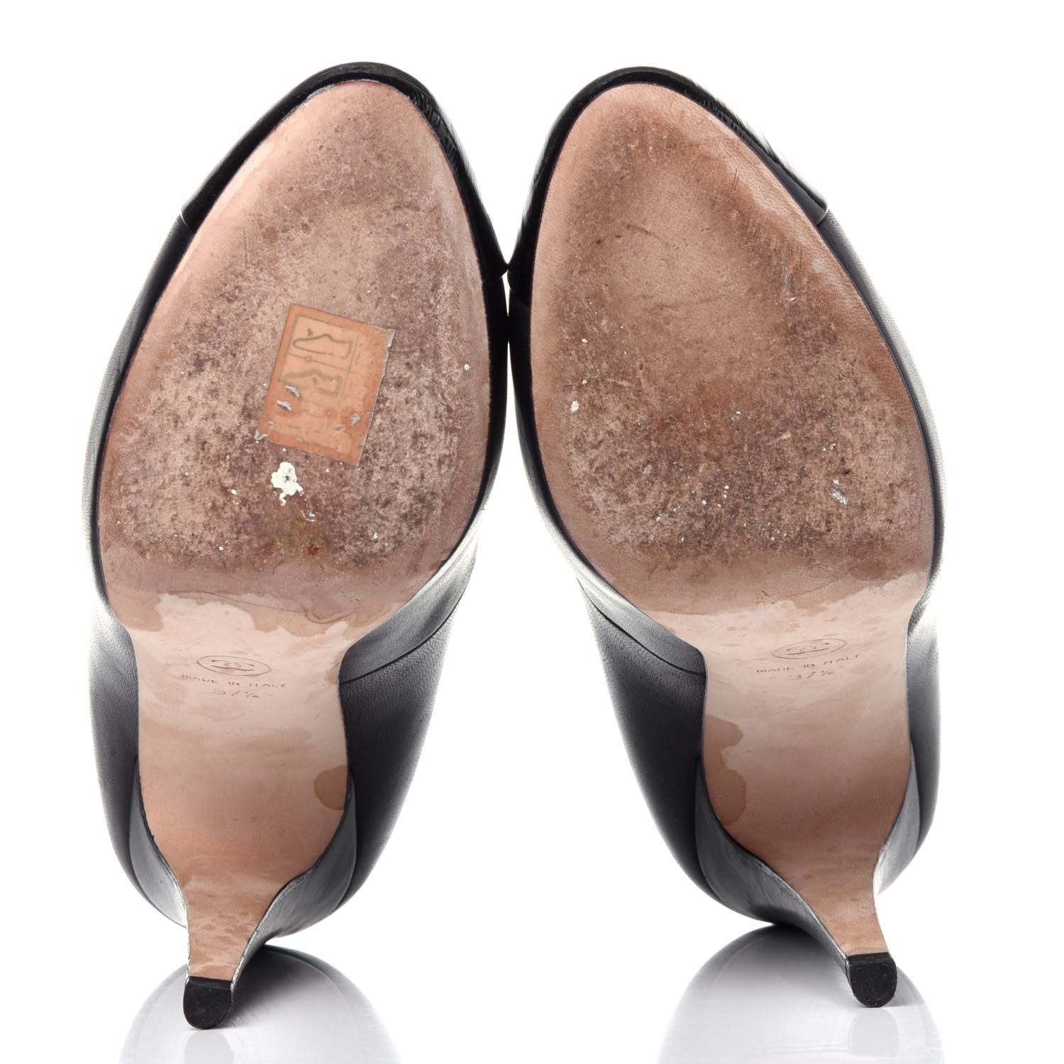 Chanel Lambskin Cap Toe CC Pumps 37.5 Black 6 of 13