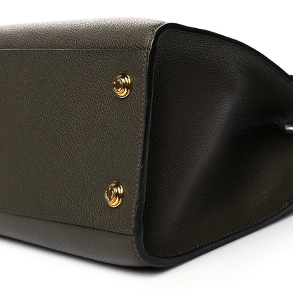 Louis Vuitton Calfskin City Steamer MM Kaki Black 10 of 12