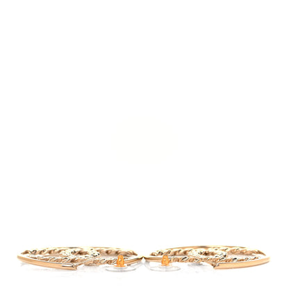 Chanel Crystal High Society CC Hoop Earrings Gold 3 of 4