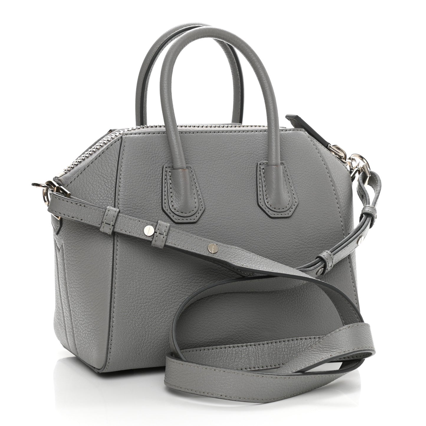 Sugar Goatskin Mini Antigona Pearl Grey