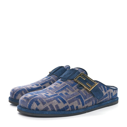 Fendi Velvet FF Fendi Feel Mules 36.5 Blue 3 of 8