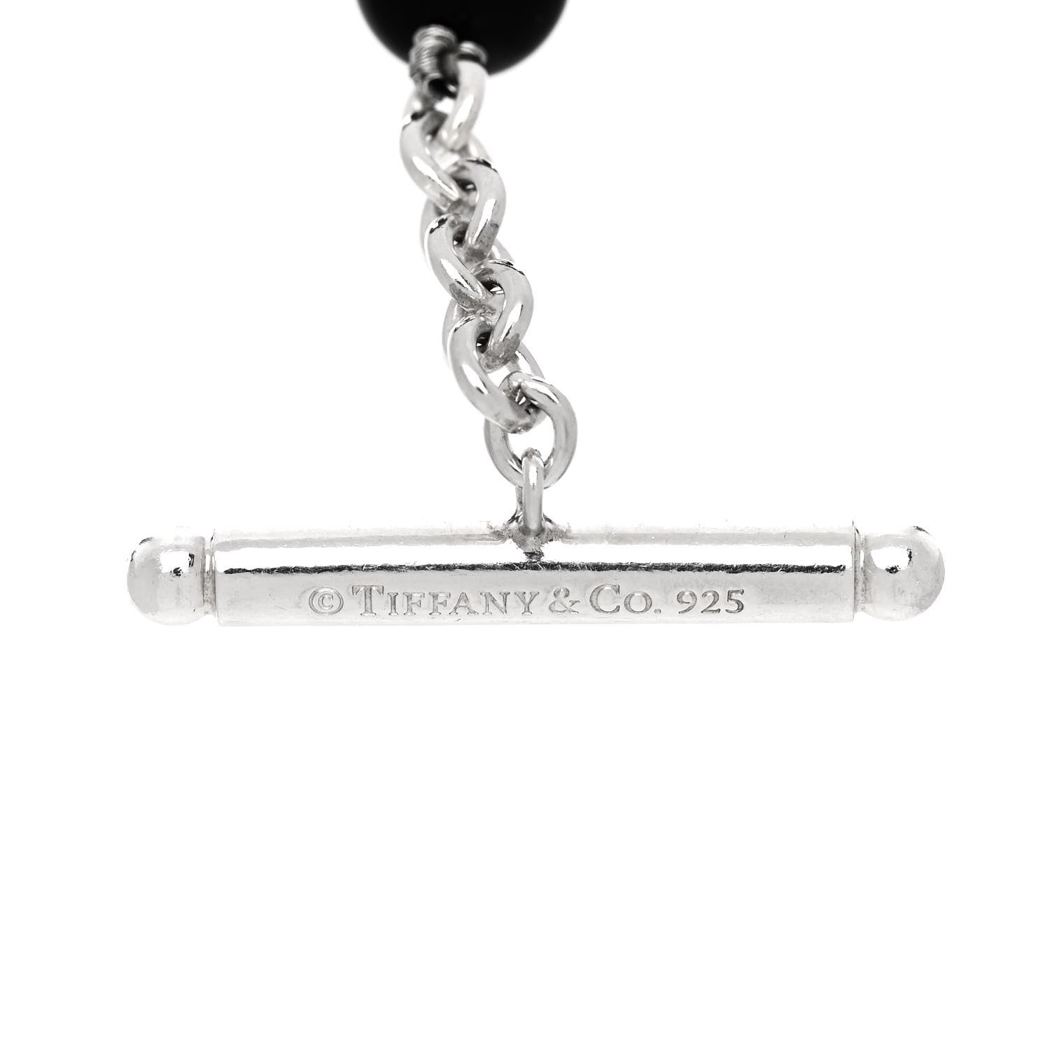 Tiffany Sterling Silver Black Onyx Bead Toggle Bracelet 3 of 3