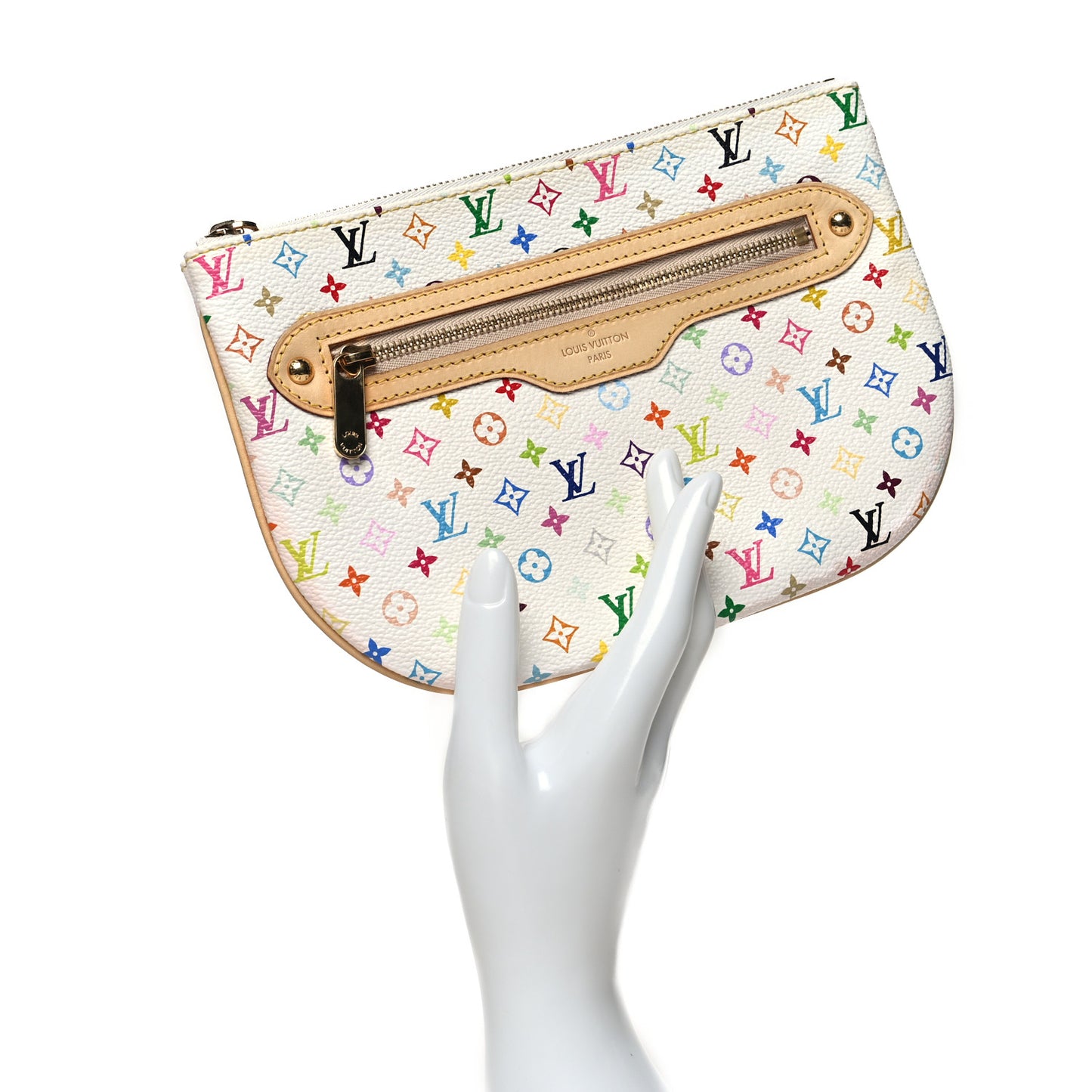 Monogram Multicolor Pochette Plate GM White