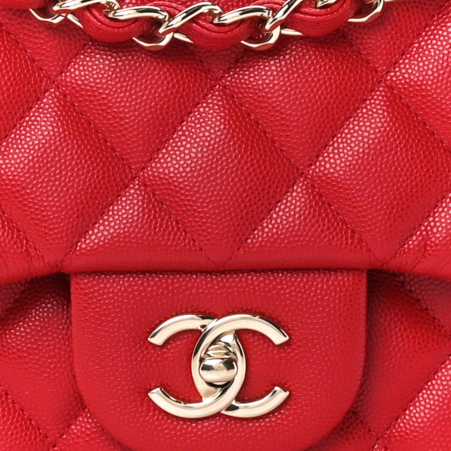 Caviar Quilted Jumbo Double Flap Red