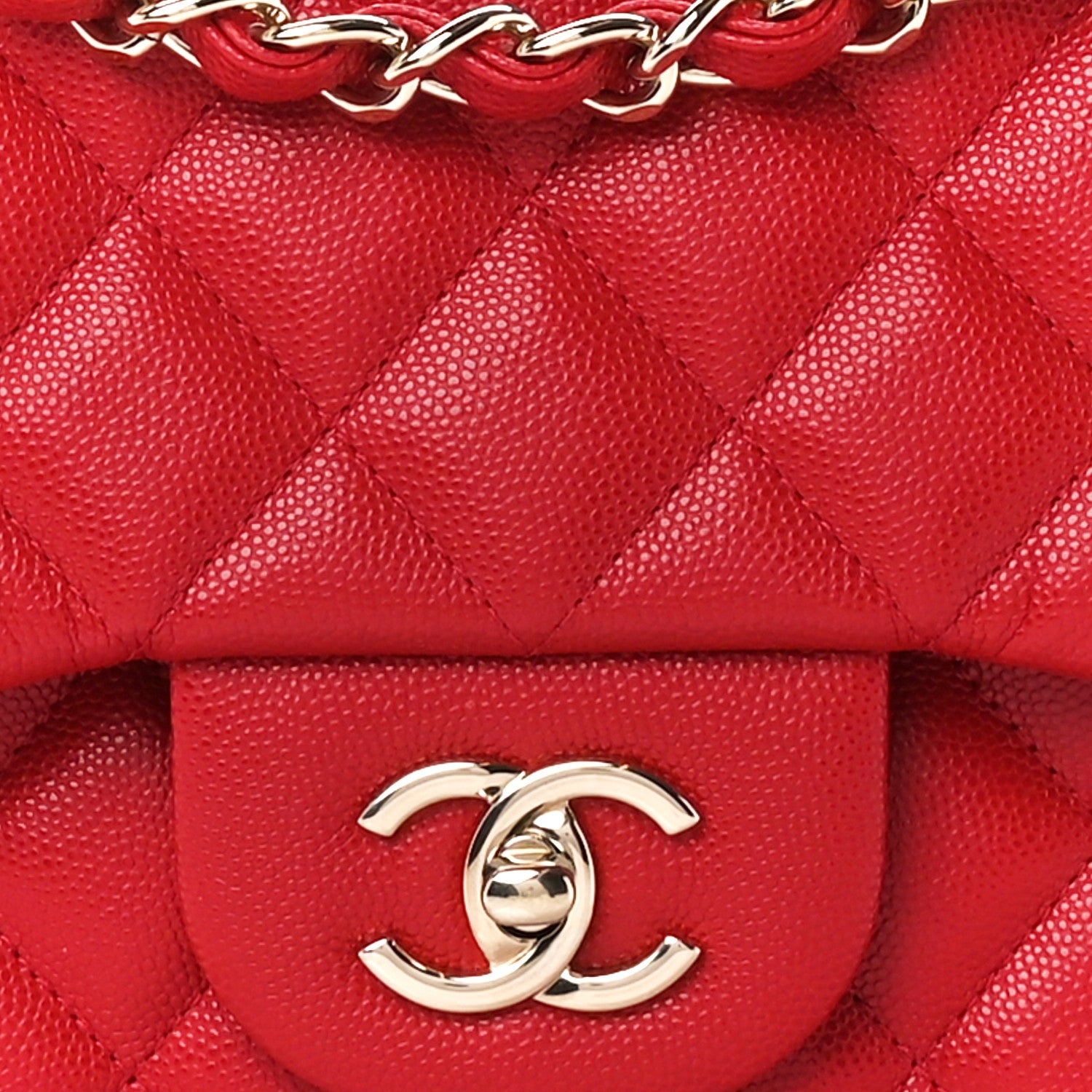 Chanel Caviar Quilted Jumbo Double Flap Red 9 of 11