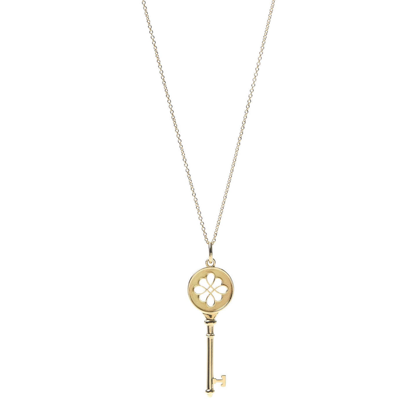 18K Yellow Gold Round Knot Key Pendant Necklace