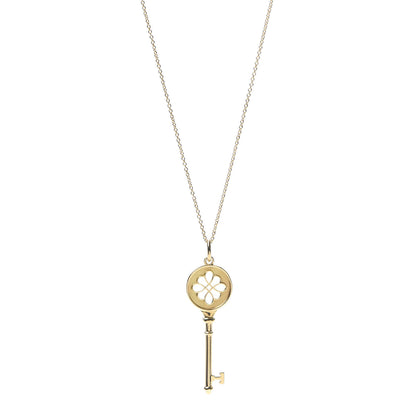 Tiffany 18K Yellow Gold Round Knot Key Pendant Necklace 1 of 6