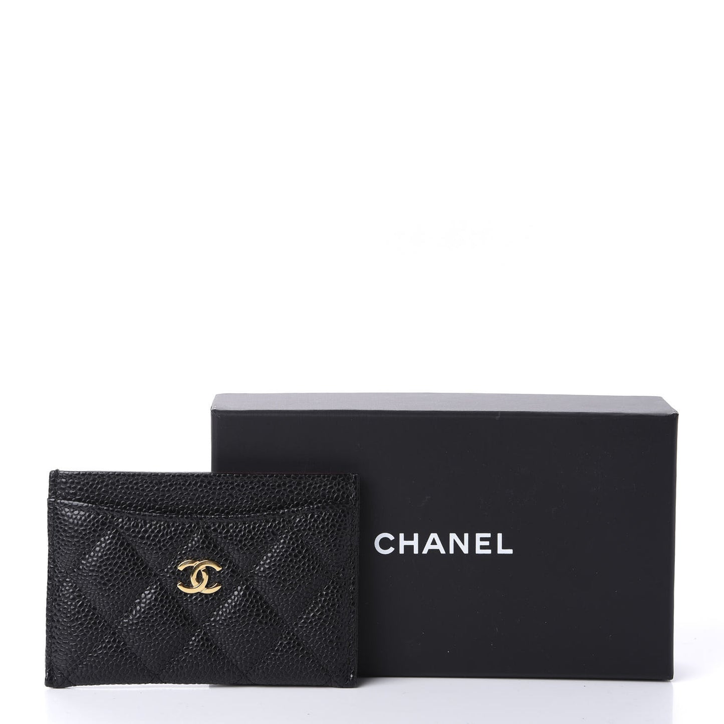 Caviar Quilted Card Holder Black