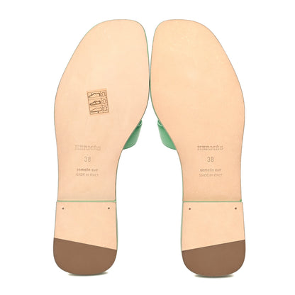 Hermes Epsom Oran Sandals 38 Vert Pomme 5 of 9