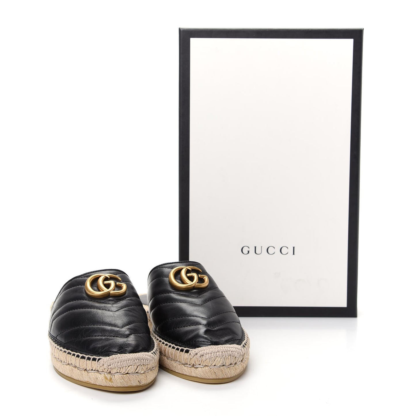 Nappa Matelasse GG Marmont Espadrille Slippers 38 Black