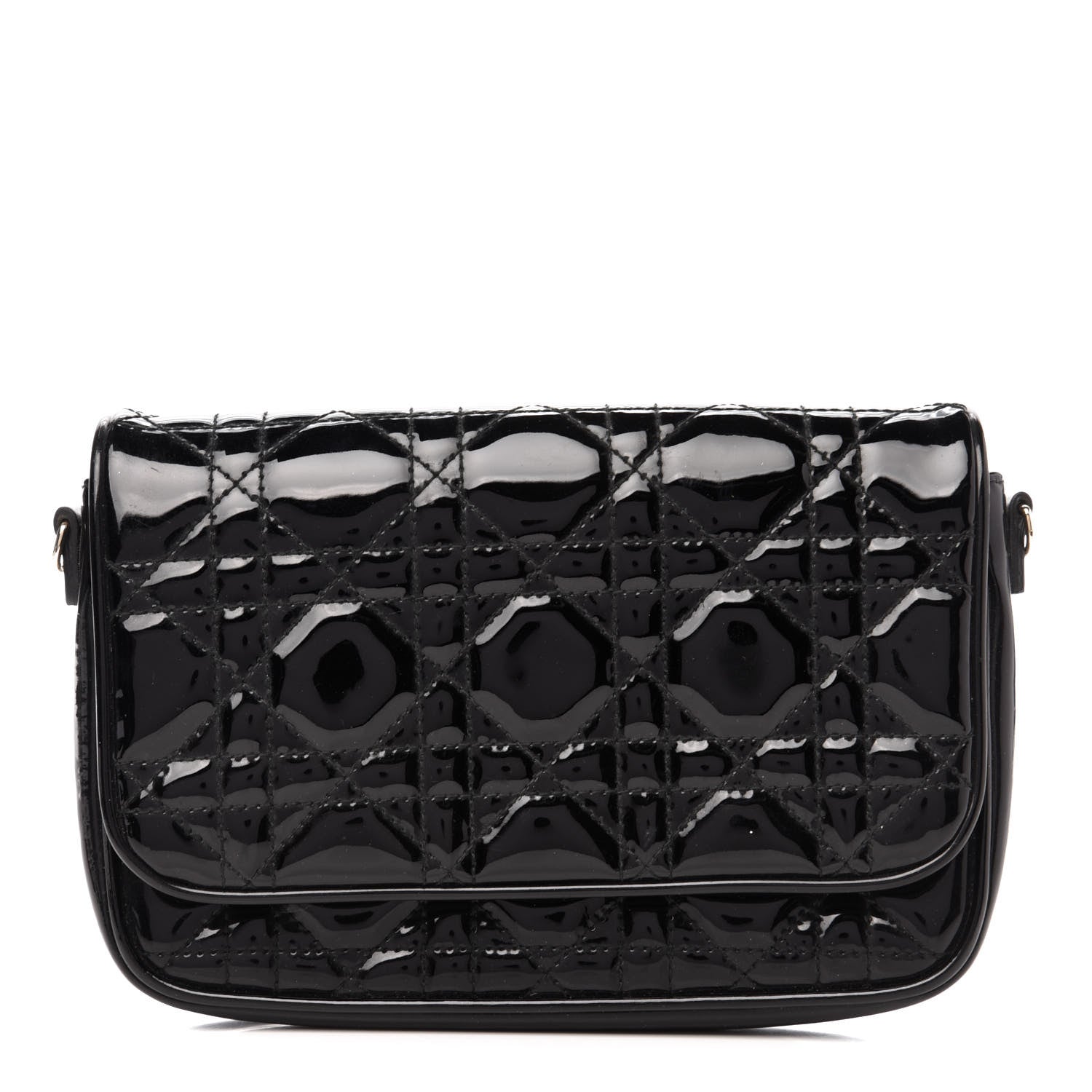 Christian Dior Patent Cannage Wallet on Chain Pouch Black 1 of 10