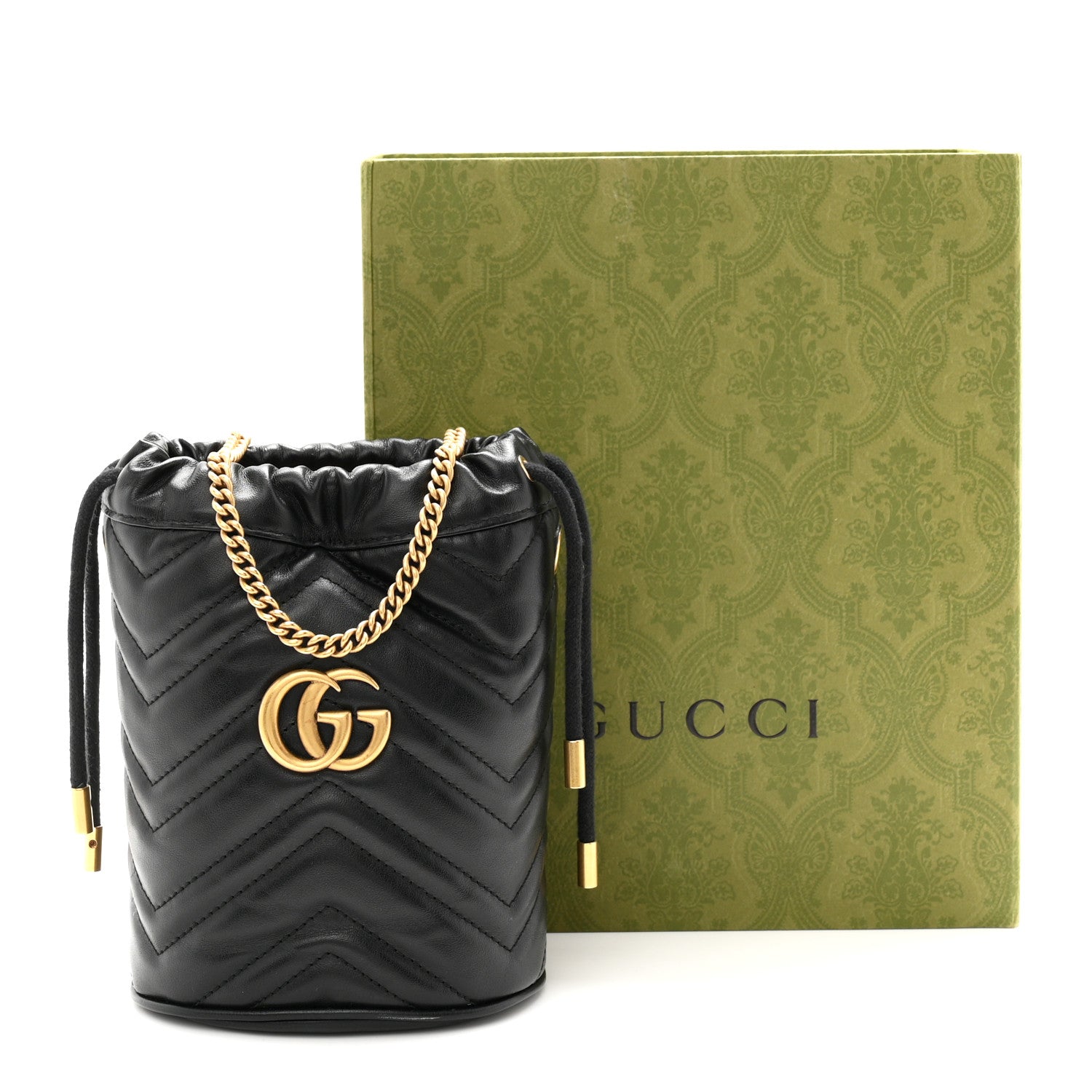 Gucci Calfskin Matelasse Mini GG Marmont 2.0 Bucket Bag Black 11 of 11