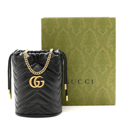 Gucci Calfskin Matelasse Mini GG Marmont 2.0 Bucket Bag Black 11 of 11
