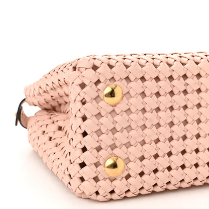 Fendi Nappa Woven Mini Peekaboo Iconic Satchel Rosa Confetto 9 of 10