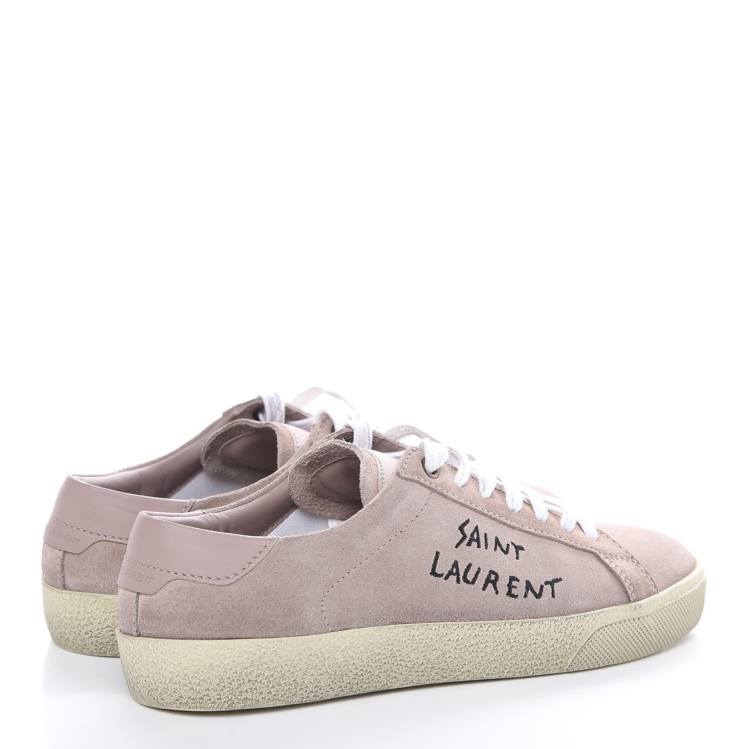 Saint Laurent Distressed Suede Womens Court Classic Sneakers 37 Rose Antique 4 of 12