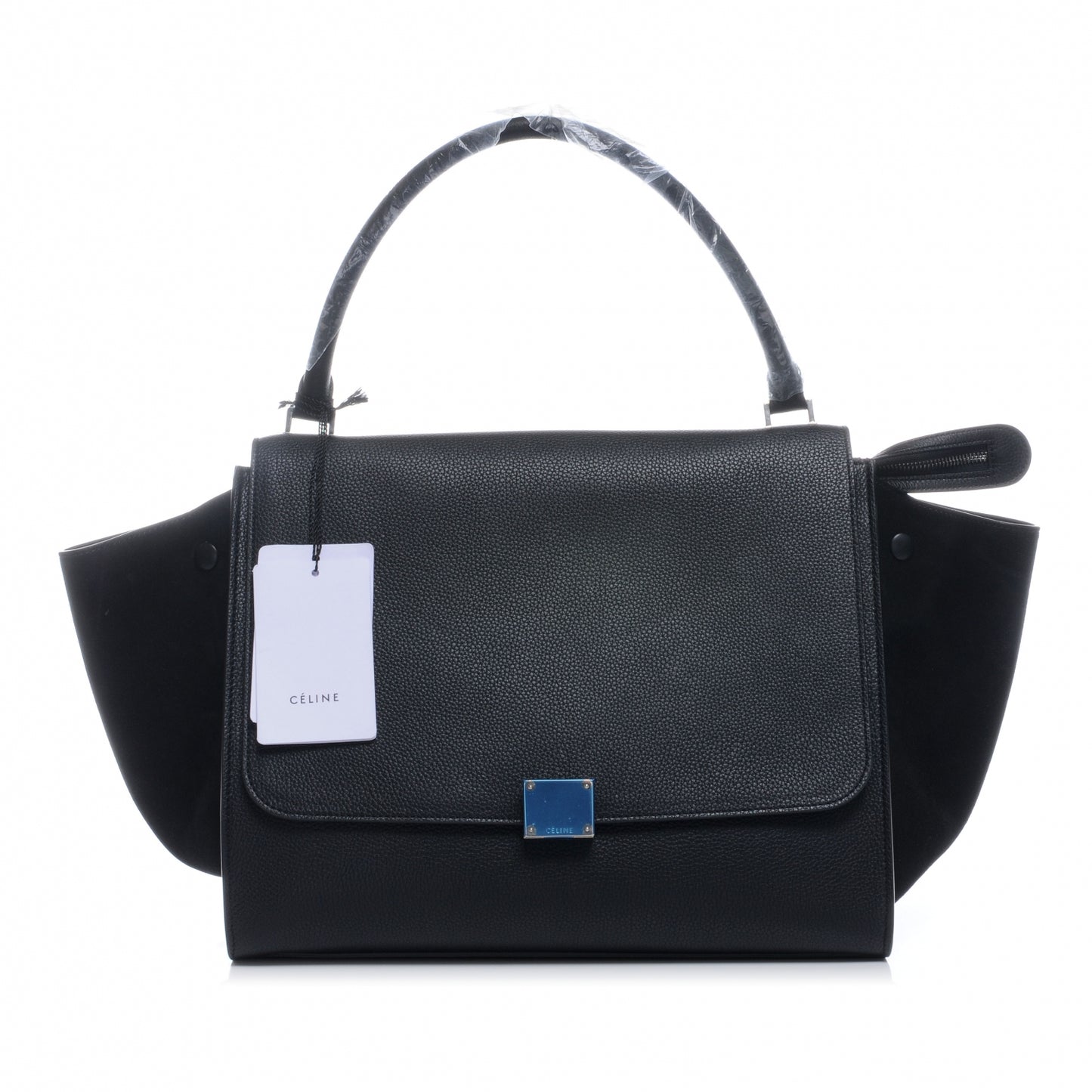 Drummed Leather Suede Large Trapeze Black