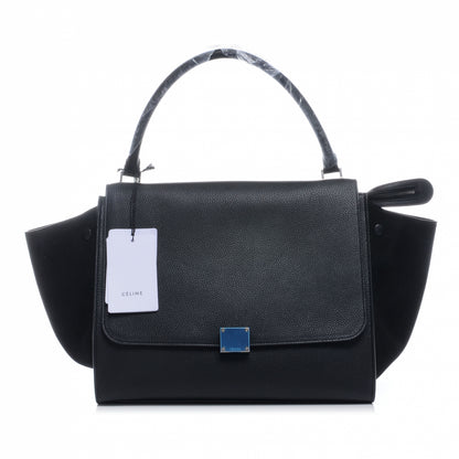 Celine Drummed Leather Suede Large Trapeze Black 1 of 7
