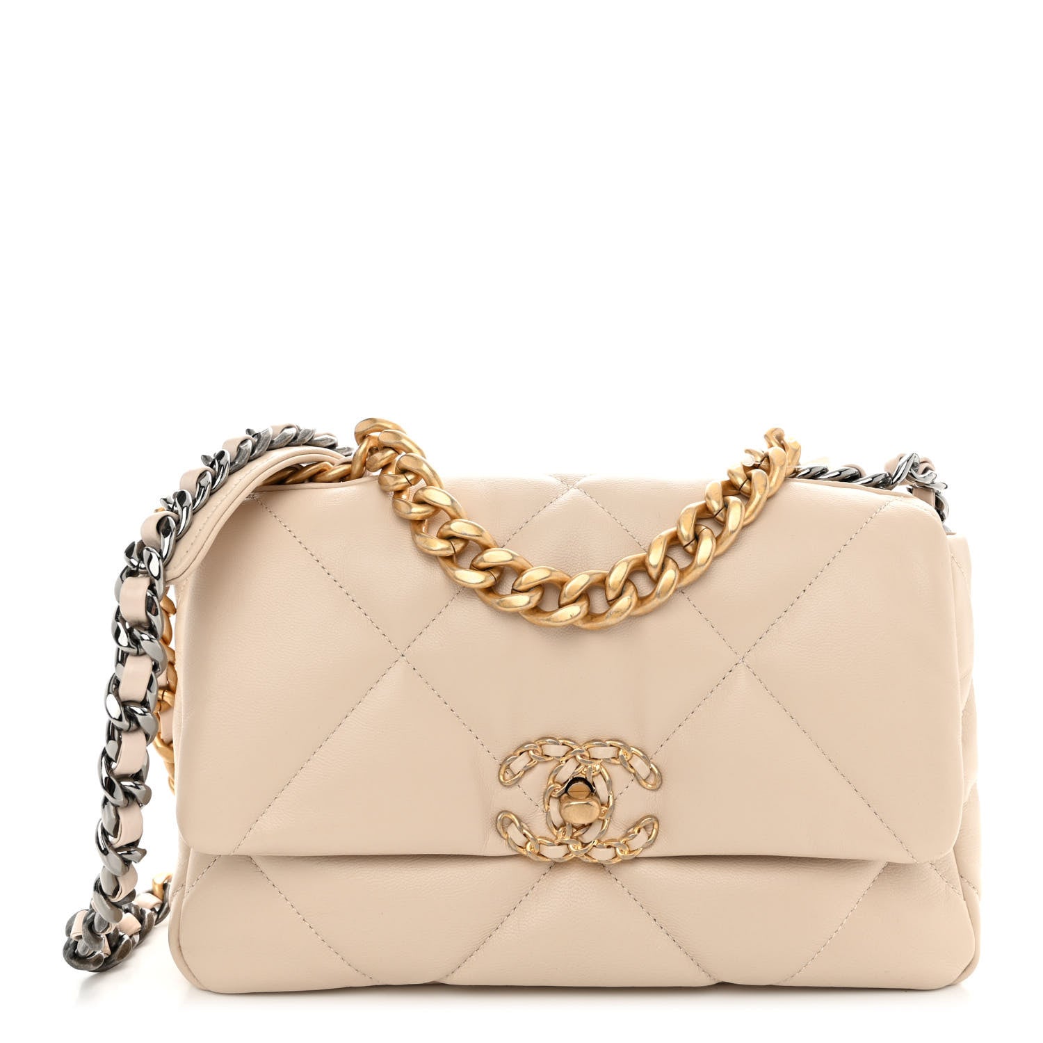 Chanel Goatskin Quilted Medium Chanel 19 Flap Beige 1 of 10