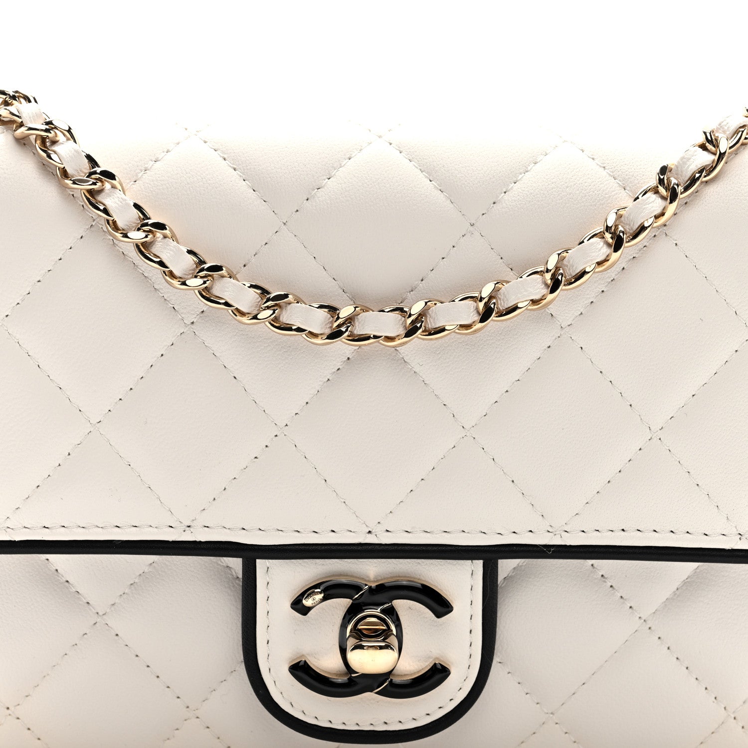 Chanel Lambskin Quilted Resin CC Mini Flap Bag White Black 8 of 11