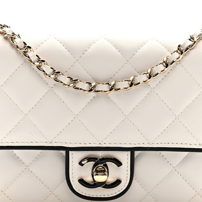 Chanel Lambskin Quilted Resin CC Mini Flap Bag White Black 8 of 11