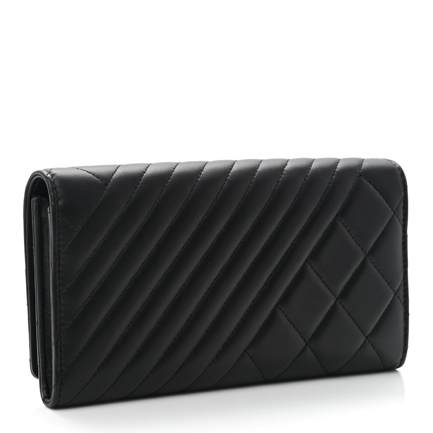 Chanel Lambskin Quilted Large Coco Boy Gusset Flap Wallet Black 5 of 18
