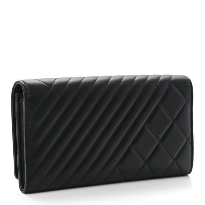 Chanel Lambskin Quilted Large Coco Boy Gusset Flap Wallet Black 5 of 18