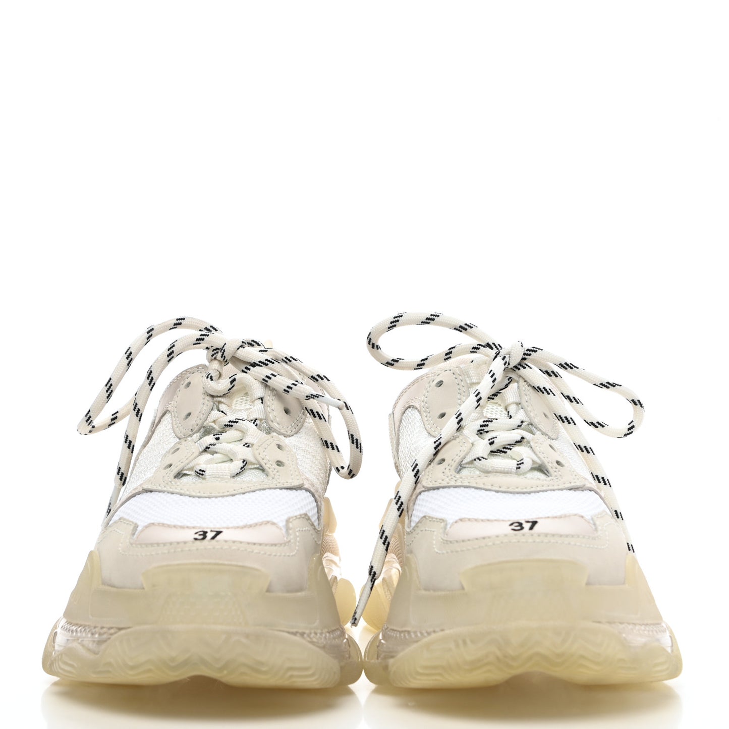 Fabric Mesh Clear Sole Womens Triple S Sneakers 37 White