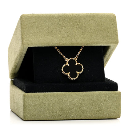 Van Cleef & Arpels 18K Yellow Gold Black Onyx Vintage Alhambra Pendant Necklace 6 of 6