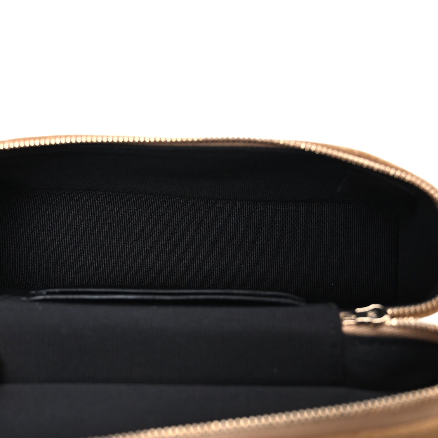 Chanel Suede Calfskin Shiny Lambskin Stitched Top Handle Slim Vanity Case With Chain Beige Black 5 of 11