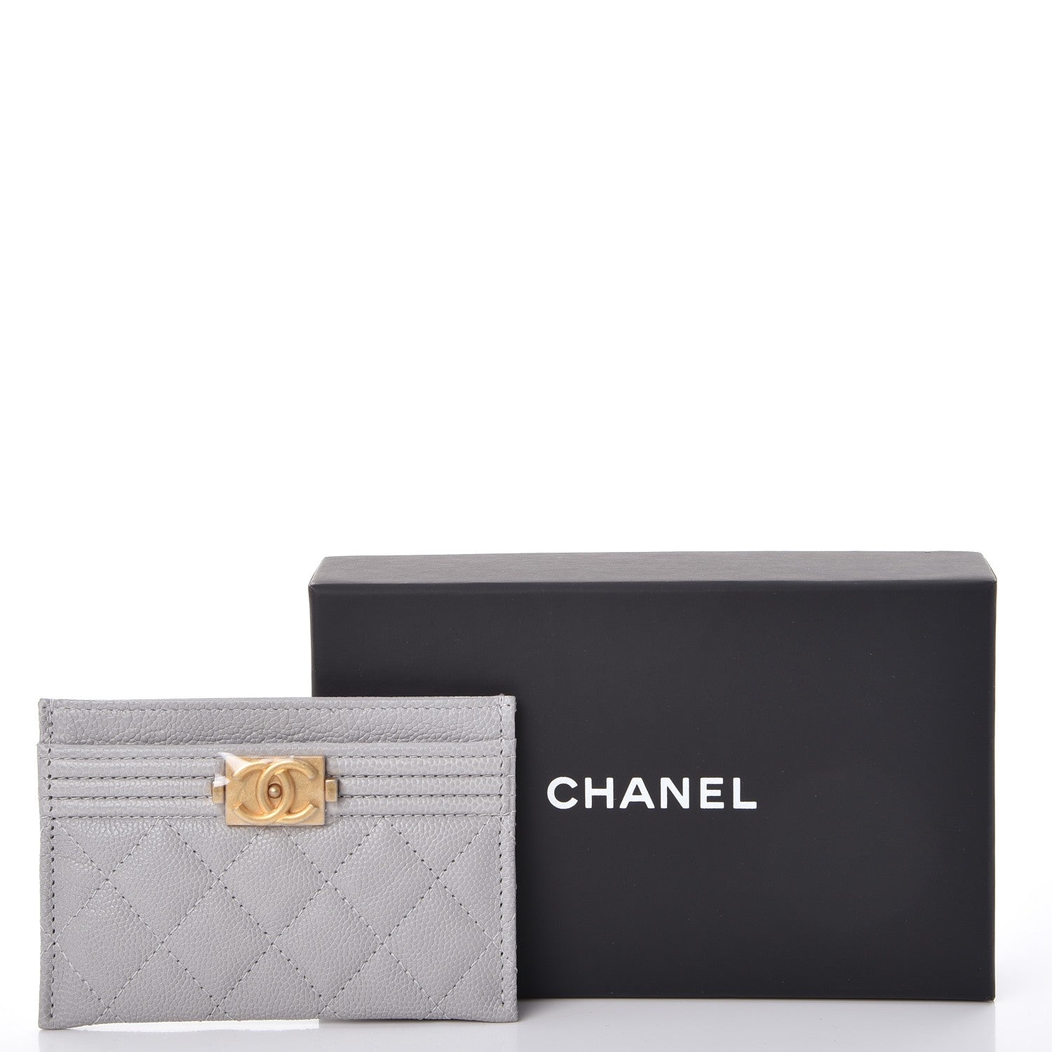 Chanel Caviar Quilted Boy Card Holder Grey 9 of 9