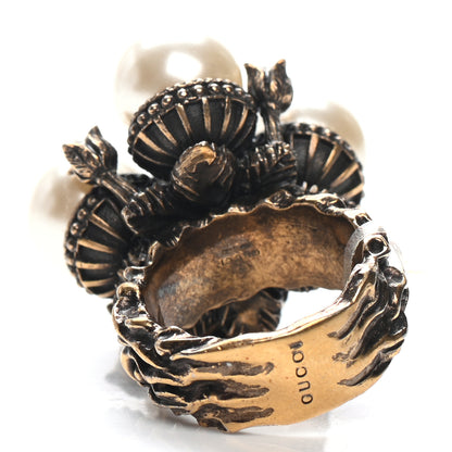 Gucci Metal Pearl Ring 5 Aged Gold 4 of 6