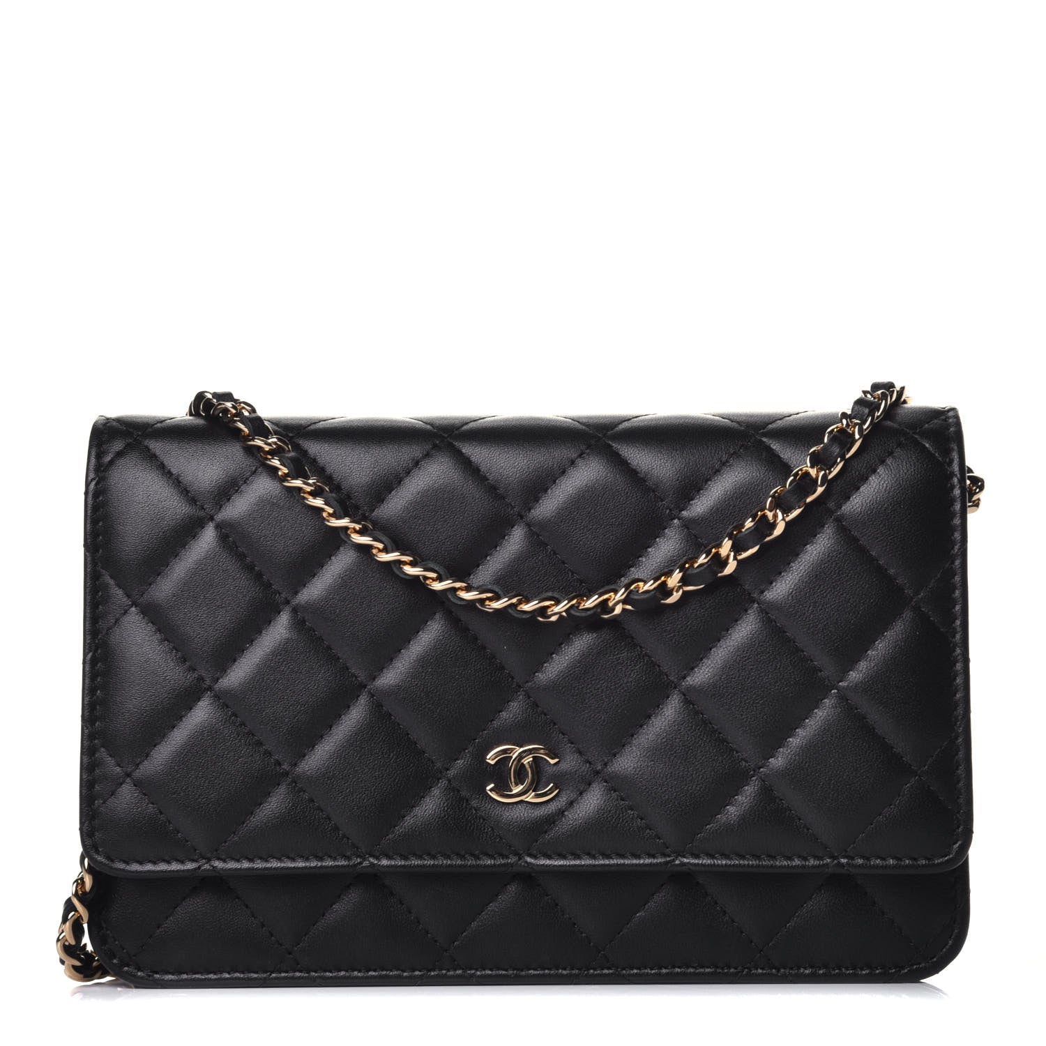 Chanel Lambskin Quilted Wallet On Chain WOC Black 1 of 9