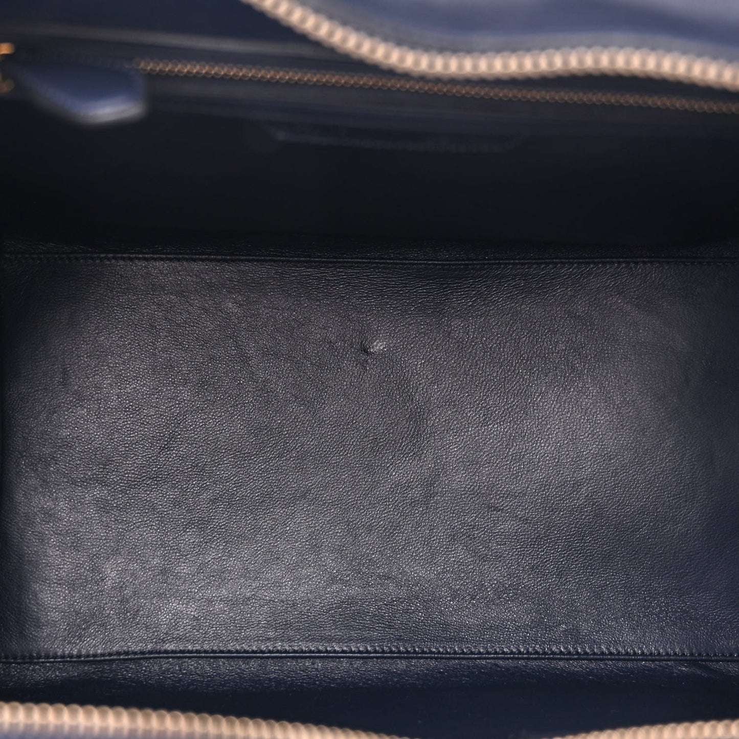 Smooth Calfskin Striped Cotton Canvas Mini Luggage Navy Blue