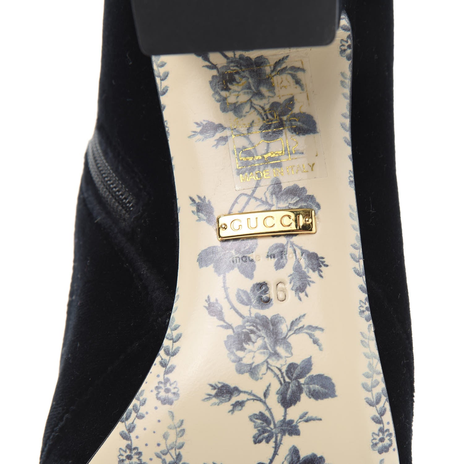 Gucci Softy Velvet Malaga Kid GG Victoire 55mm Ankle Boots 36 Black 7 of 9