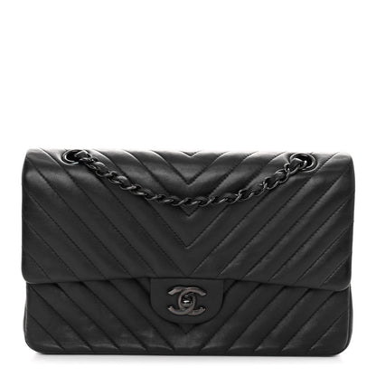 Chanel Lambskin Chevron Quilted Medium Double Flap So Black 1 of 11