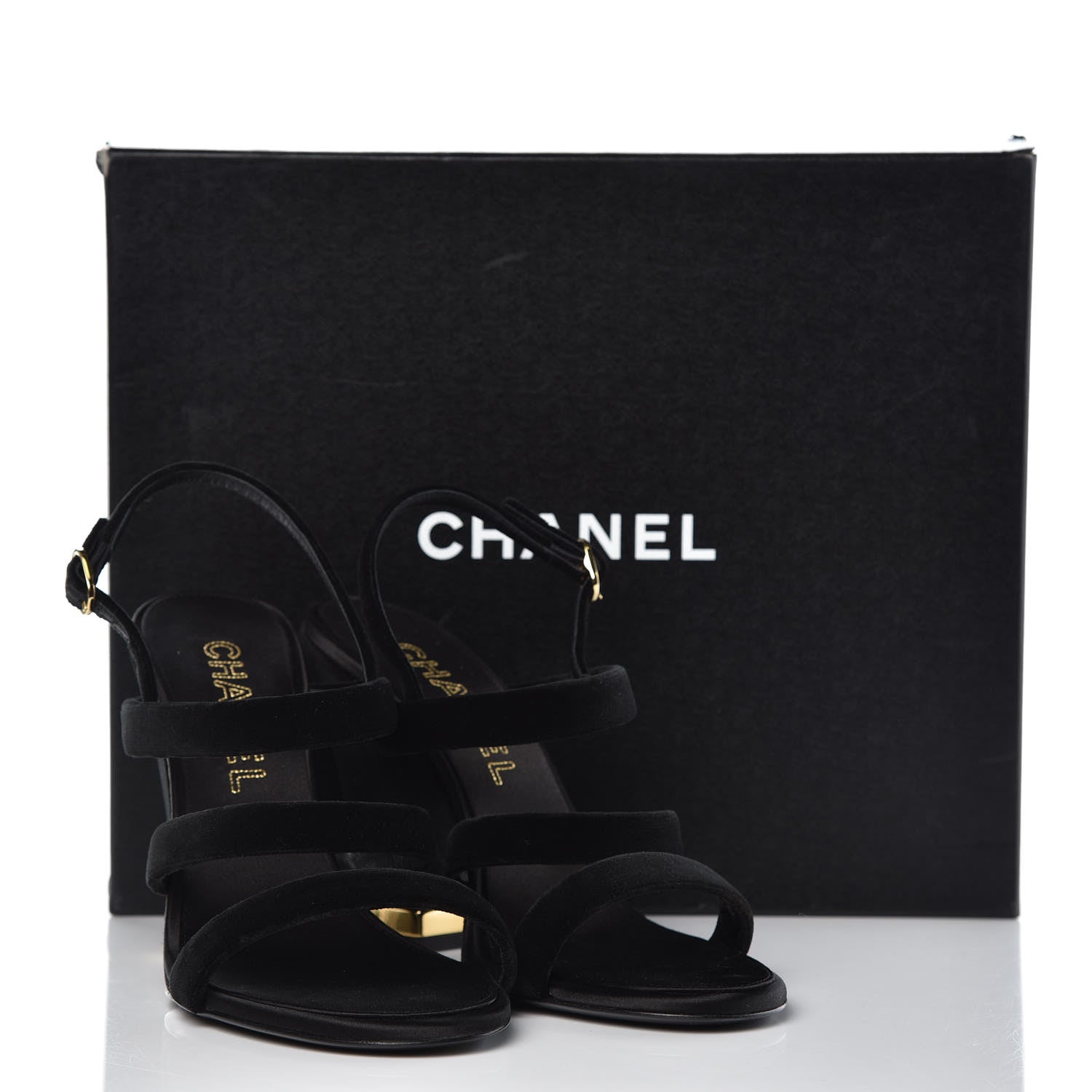 Chanel Velvet CC Sandals 39.5 Black 9 of 9