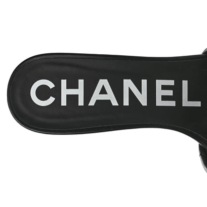 Chanel Lambskin Quilted Textured CC Mules 36 Black 7 of 9